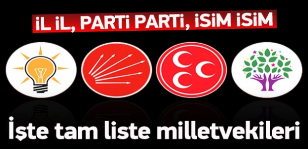 İşte il il milletvekilleri tam listesi