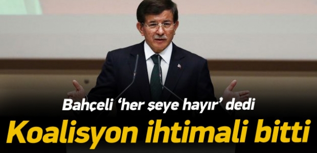 Davutoğlu: Bahçeli koalisyona 'hayır' dedi