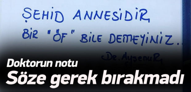 Doktordan not: Şehit annesidir ''Öf'' bile demeyin!