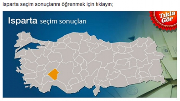 Isparta seçim sonuçlarını öğrenmek için tıklayın;