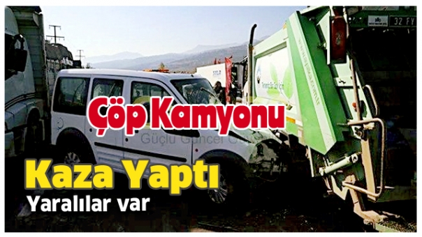 Isparta'da çöp kamyonu Kaza yaptı