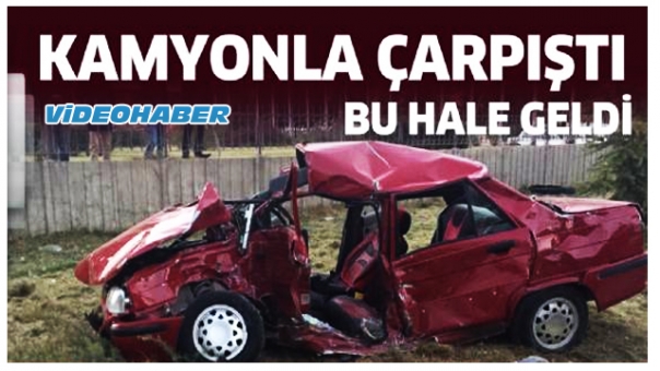 Kamyonla otomobil çarpıştı, 2 kişi yaralandı