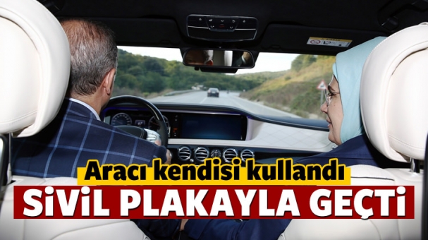 Aracı kendisi kullandı, sivil plakayla geçti