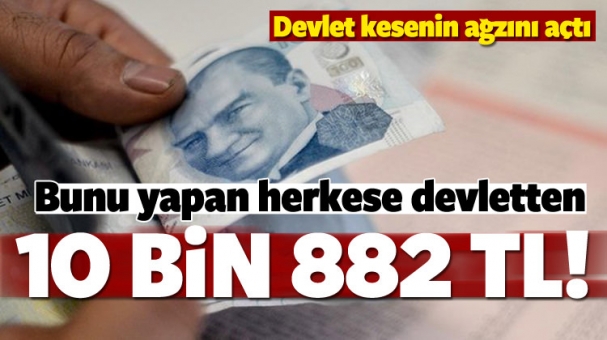 Bunu yapana herkese devletten 10 bin 882 TL