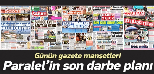 15 Ekim 2015 gazete manşetleri