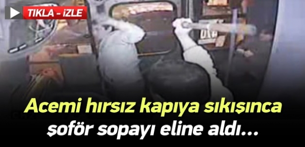 Hırsızlık yaptığı otobüste sıkıştı kaldı