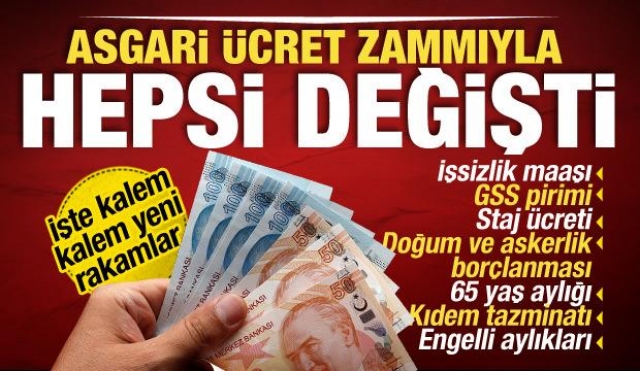 Asgari ücret zammıyla değişen kalem kalem yeni ücretler