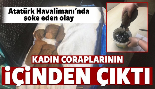 Havalimanında kadın çorapları içerisinde yakalandı