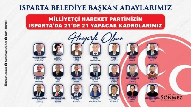 MHP'nin Isparta'daki Belediye Başkan Adayları Belli Oldu
